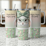 Easter Bunny 40oz Tumbler Wrap, Seamless Distressed Tapered, Cute Easter, Happy Spring, Digital Download, Sublimation Design thumbnail 3