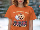 Pedal Like Youre Being Haunted TShirt, Funny Halloween Tee, Skeleton Spin Class Shirt, Pumpkin Disco Ball Ghost Graphic Tee thumbnail 1