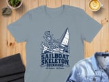 Sailboat Skeleton Deckhand Nautical Sailing Graphic Ocean Waves Crewneck Sweatshirts All Bones All Lines thumbnail 3
