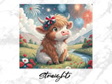 Patriotic Highland Cow 20oz Seamless Tumbler Wrap, Fourth of July Tumbler, Cute Cow Tumbler, Fireworks Tumbler, USA Tumbler thumbnail 4