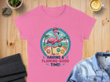 Flamingo Bocce Ball T-Shirt - Having a Flaming-Good Time! Retro Tropical Vacation Tee, Funny Summer Beach Party Shirt thumbnail 3
