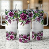 40oz Tumbler Sublimation PNG, Distressed Lilies Floral Wrap, Tapered Seamless Design, Mom Gift Digital Download, Add Name, Car Coasters Free thumbnail 4