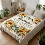 Personalized CNA Floral Blanket thumbnail 4