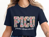 Floral PICU Pediatric ICU Nurse T-Shirt: Retro Flower Intensive Care Unit thumbnail 9