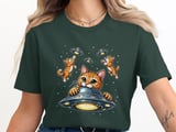 Cats feast on UFO's funny graphic -shirt, UFO Kitten Invasion Tee thumbnail 4