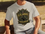 US Army Soldier Military Emblem T-Shirt, Patriotic American Flag Veteran Gift Tee, Armed Forces Support Shirt for Men thumbnail 5