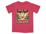 Desert Sunset Cowboy Skull T-Shirt thumbnail 3