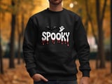 Halloween Spooky Season Sweatshirt, Bat and Ghost Sweatshirt, Horror Sweatshirt, Halloween Party Sweatshirt, October Sweatshirt thumbnail 3