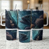 Monster Fish 40oz Tumbler Sublimation Wrap, Deep Sea Angler PNG Digital Download, Scary Ocean Creature Tapered Design, Unique Fisherman Gift thumbnail 5