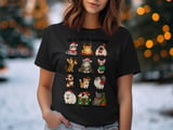 12 Cats of Christmas Breeds Illustrated Xmas Graphic Print Standard T-Shirts for Cat Lovers thumbnail 4