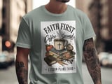 Faith First Coffee Second Lesson Plans Third T-Shirt | Christian Teacher Gift | Distressed Scripture Tee | Coffee Lover Educator thumbnail 12