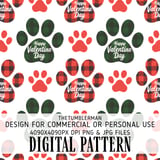 Digital Bundle Pattern, Valentine Paw Prints, Dog Paw, Seamless Pattern, Digital Paper, Fabric Design, Valentine Pattern, Digital Download thumbnail 1