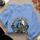 Sailboat Skeleton First Mate Sailing Crewneck Sweatshirts Nautical Sailor Boat Deck Rope Graphic thumbnail 13