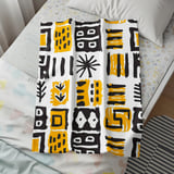 Abstract Mudcloth Pattern Velveteen Blanket, Boho African Design Throw Pillow, Geometric Black Yellow White Woven Blanket, Eclectic Home thumbnail 4