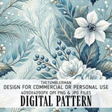 Winter Floral Tumbler Design, Digital Paper Pack, Watercolor Flowers, Printable PNG, Floral Junk Journal, Scrapbooking Paper thumbnail 13