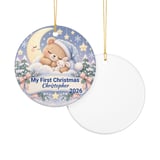 Baby First Christmas Ornament 2026, Personalized Teddy Bear Sleeping Moon Cloud Keepsake, Custom Newborn Boy Holiday Tree Ornaments thumbnail 6