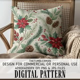 Christmas Poinsettia Tumbler Design, Digital Download, Watercolor Floral Junk Journal Pages, Holiday Scrapbooking Paper, Digital Tumbler PNG thumbnail 5