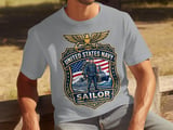 US Navy Sailor Patriotic Emblem T-Shirt | Honor Courage Commitment Tee | Military Gift for Veterans & Family | Americana Graphic Top thumbnail 5