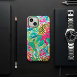 Vibrant Tropical Leopard Floral Tote Bag & Phone Case, Preppy Summer Beach Bag, Colorful Abstract Pattern Accessory Gift thumbnail 8