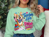 Pawsome Teacher Life Corgi Graphic T-Shirt thumbnail 2