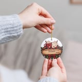 Two Hearts One Cozy Christmas Ornament, Cute Couple Hot Cocoa Keepsake, Romantic Holiday Gift for Newlyweds, Rustic Wooden Tree Decor thumbnail 9