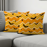 Cute Halloween Bat Chevron Woven Blanket, Soft Velveteen Throw, Spooky Stars Pillow Cover, Orange & Yellow Fall Decor thumbnail 9
