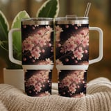 Cherry Blossom Tumbler Design, Floral Tumbler Png, Watercolor Flowers Digital Paper, Junk Journal Pages, Pink Floral Background, Digital thumbnail 9