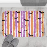Halloween Shower Curtain and Bath Mat, Spooky Bats and Stripes Bathroom Decor, Cute Pastel Goth Bathroom Set, Retro Whimsigoth Housewarming thumbnail 16