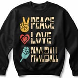 Pickleball Gildan Crewneck Sweatshirt, Peace Love Pickleball, Court Warm Up Retro Graphic Apparel thumbnail 1