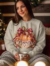 Pumpkin Mama Sweatshirt Coquette Fall Hoodie Vintage Autumn Mama Tote Bag Floral Pumpkin Shirt Cute Cottagecore Mom Thanksgiving Gift thumbnail 3
