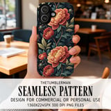 Peony Flower Tumbler, Digital Paper, Watercolor Floral Background, Junk Journal, Printable Tumbler PNG, Digital Scrapbooking Paper thumbnail 6