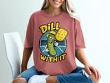 Pickleball Comfort Colors Shirt, Dill With It Funny Pickle Pun, Retro Court Player Vintage Graphic Tee thumbnail 7