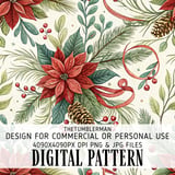 Christmas Floral Tumbler Design, Digital Paper, Watercolor Flower Backgrounds, Poinsettia PNG, Scrapbooking Paper, Digital Download thumbnail 13