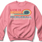 Pickleball Gildan Crewneck Sweatshirt, Life Is Good Pickleball Makes It Better, Cozy Court Warm Up Fleece thumbnail 8