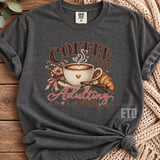 Coffee First Adulting Later PNG, Cozy Coffee Lover Sublimation Design, Funny Latte & Croissant Morning Quote Graphic for Mugs and Shirts thumbnail 6