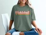 Pickleball Comfort Colors Shirt, Pickleball Retro 1970s Striped Script Lettering, Vintage Graphic Tee thumbnail 6