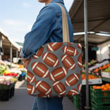 Football Design Tote Bag Phone Case: Sporty Pattern, Brown and White, Repeated thumbnail 15