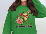 We Mahjong At Dawn Sweatshirt Cute Frog Tote Bag, Mahjong Player Gift Graphic Crewneck, Funny Mahjong Lover Shirt, Asian Board Game Apparel thumbnail 5