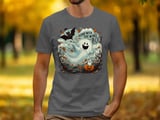 Halloween Ghost Cat Pumpkin T-Shirt, Gone with the Wind Boo Tee, Spooky Season Shirt, Autumn Fall Tee, Bat Kite Halloween Tshirt thumbnail 1
