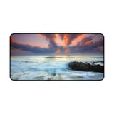 Personalized Ocean Sunset Waves Desk Mat, Custom Beach Lover Gift, Stormy Coastal Desk Mat. Dramatic Sea Landscape Mouse Pad thumbnail 4