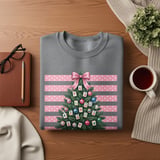 Merry Mahjong Christmas Tree Print, Chinoiserie Preppy Holiday Decor, Pink Bow Game Night Art, Grandmillennial Winter Gift For Mahjong Lover thumbnail 17