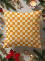 Distressed Orange Checkerboard Woven Blanket, Grunge Checkered Velveteen Blanket, Retro Indie Alt Throw Pillow Cover thumbnail 3
