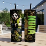 20oz Skinny Tumbler with Straw, Panda Gamer Tumbler, Gaming Cup, Video Game Gift for Boys and Teens thumbnail 8