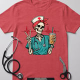 Skeleton Nurse Coffee Lover Tee thumbnail 2