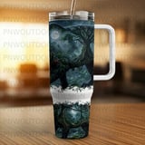 Black Panther Jungle Tumbler Wrap PNG, 40oz Sublimation Design, Distressed Seamless Digital Download, Mystical Moon Forest, Free Car Coaster thumbnail 4
