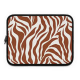 Earthy Taupe Zebra Print Laptop Sleeve, Boho Abstract Laptop Case, Minimalist Tech Accessory Pouch, Trendy iPad Bag for Her thumbnail 4