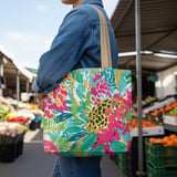 Vibrant Tropical Leopard Floral Tote Bag & Phone Case, Preppy Summer Beach Bag, Colorful Abstract Pattern Accessory Gift thumbnail 4