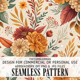 Autumn Flowers Tumbler Design, Digital Paper Pack, Floral Background, Watercolor, Fall Scrapbook Paper, Junk Journal, Seamless Pattern thumbnail 1