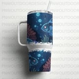 Deep Sea Ocean Tumbler Wrap Digital Design 40oz | Marine Life Sublimation PNG | Under The Sea Seamless Tumbler File thumbnail 16