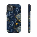 Floral Book iPhone Case: Navy Botanical, Stylish Protective, Slim Profile thumbnail 4